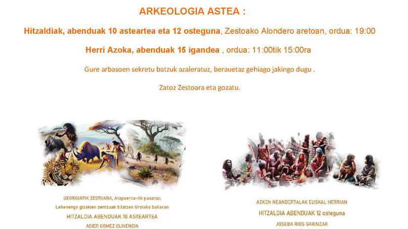 Zestoako Arkeologia Astea egingo dugu abenduaren 10etik 15era